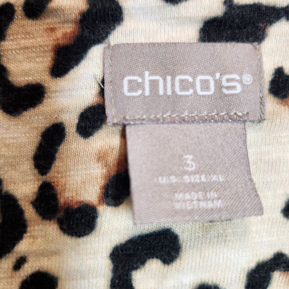 Chico's Women's Top Tunic Leopard Print, 3/4 Sleeve, Size XL - Picture 3 of 6